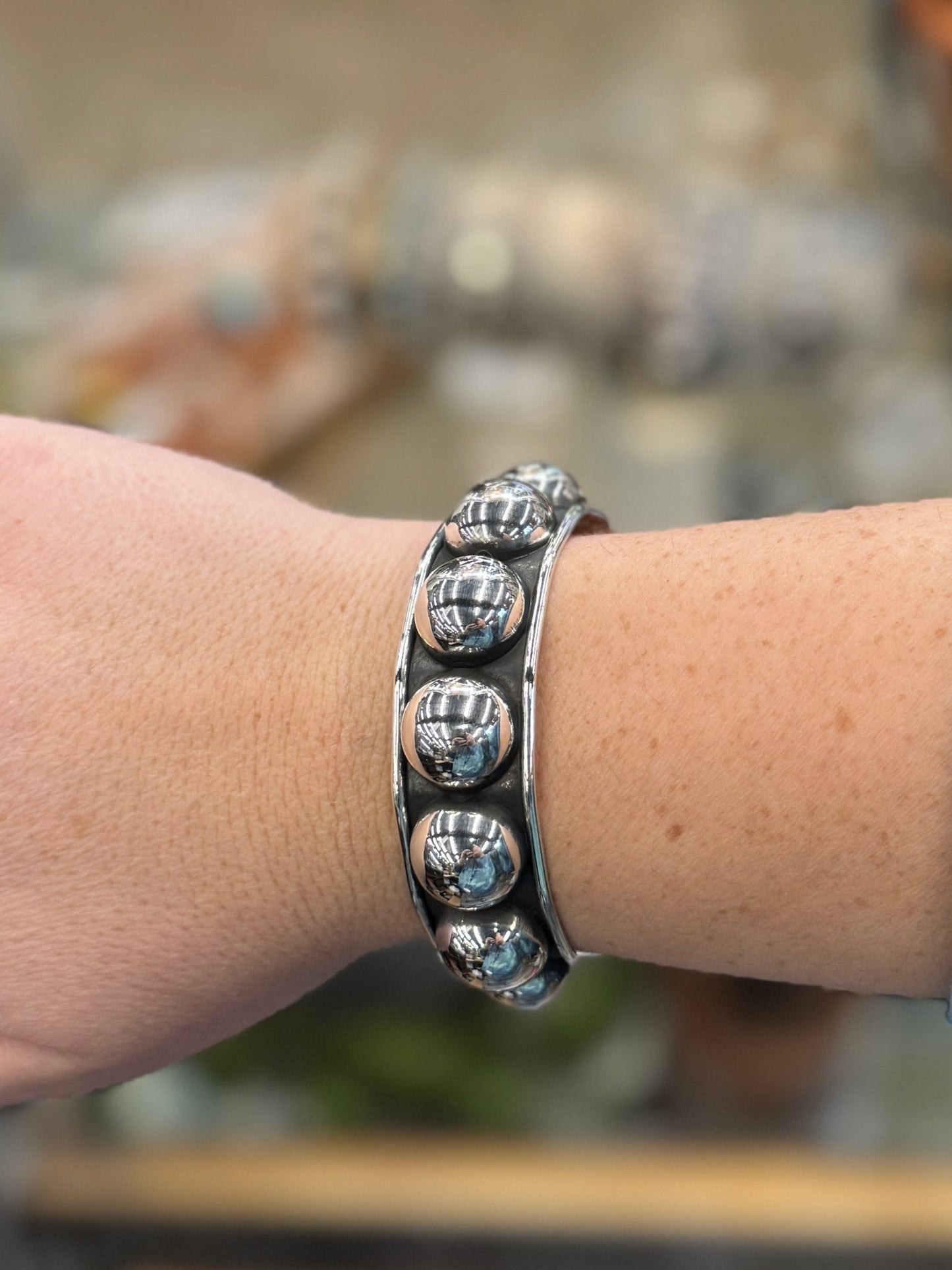 Large Stud Silver Cuff - Cowgirls & City Chics
