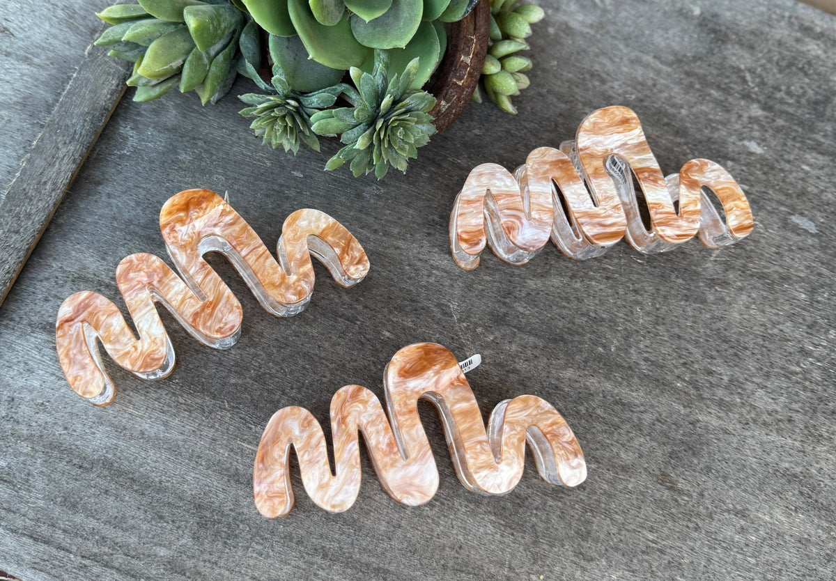 Large Wave-Shaped Pearl Hair Clips - Cowgirls & City Chics