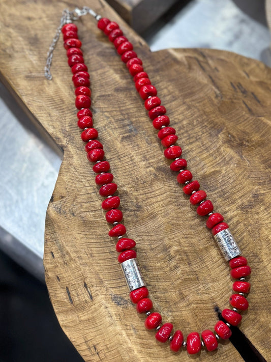 Layered Red Coral Necklace - Cowgirls & City Chics