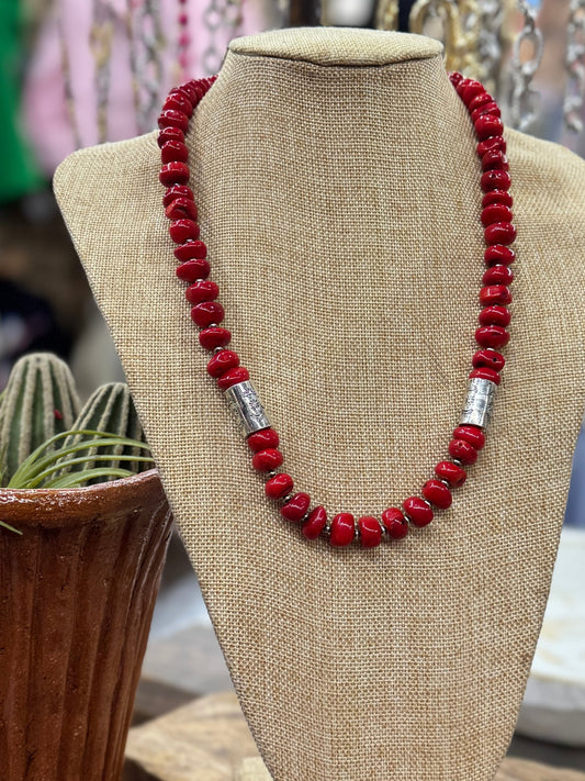 Layered Red Coral Necklace - Cowgirls & City Chics