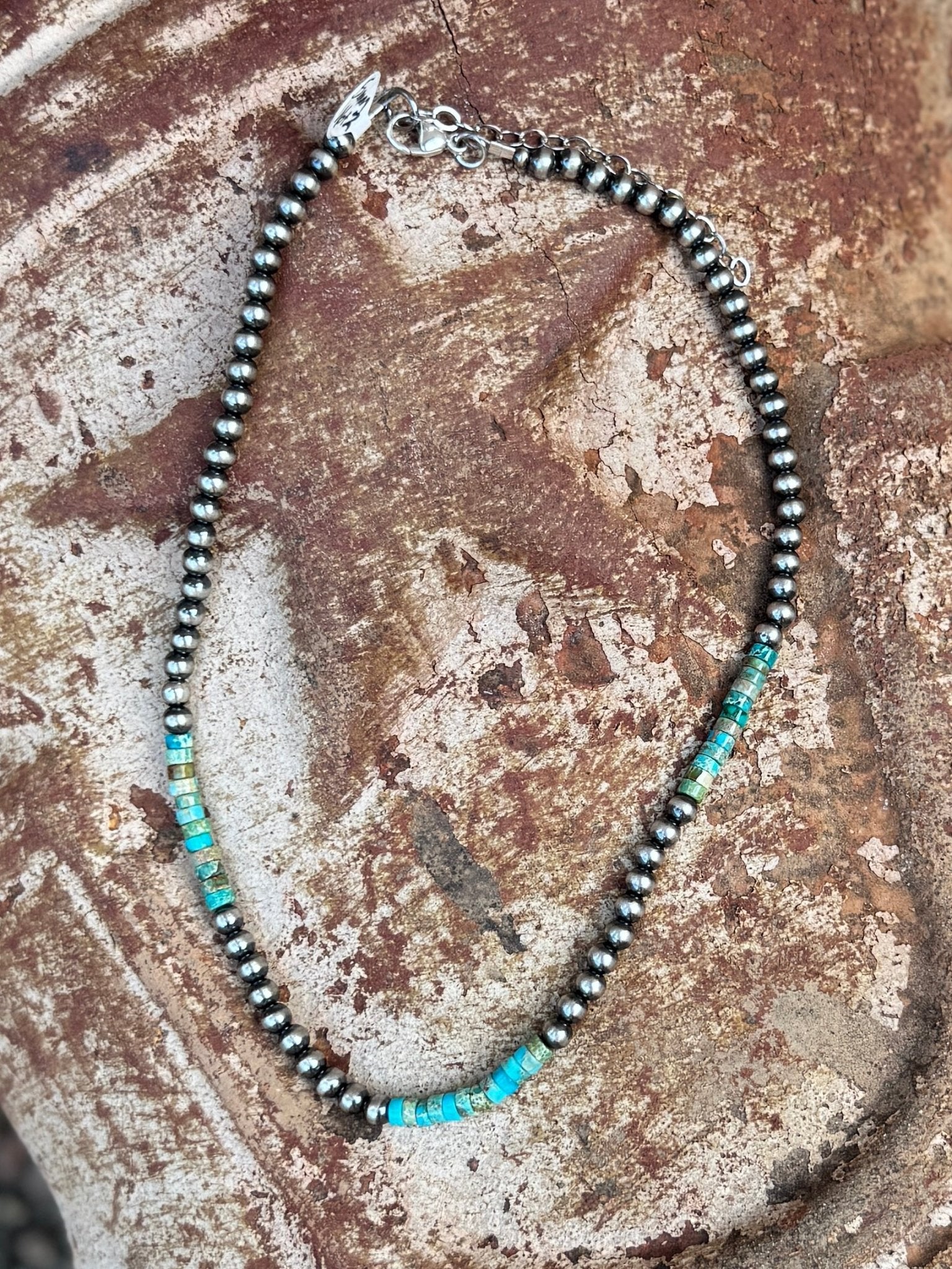 {Lena} Pearl & Kingman Necklace - Cowgirls & City Chics