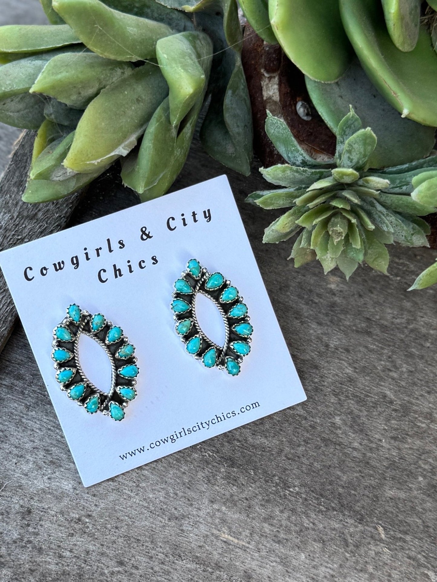 Long Oval Kingman Earrings - Cowgirls & City Chics