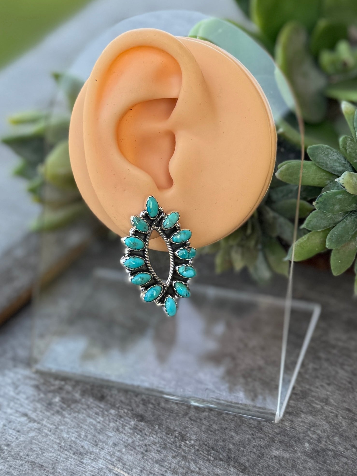 Long Oval Kingman Earrings - Cowgirls & City Chics