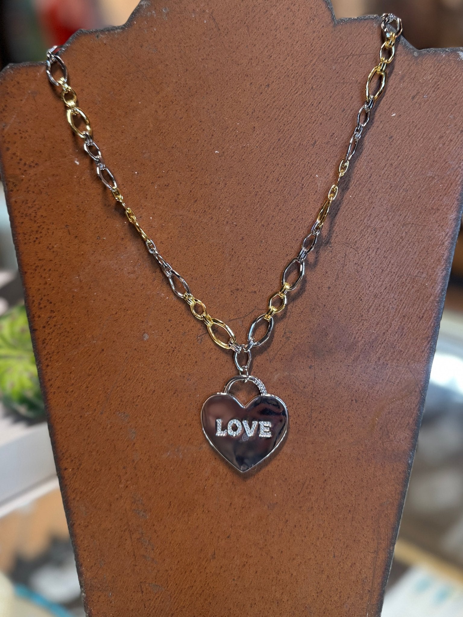 {Love} Heart Two - Tone Necklace - Cowgirls & City Chics
