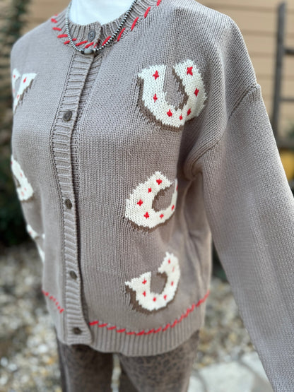 {Lucky You} Horseshoe Western Knit Cardigan - Cowgirls & City Chics
