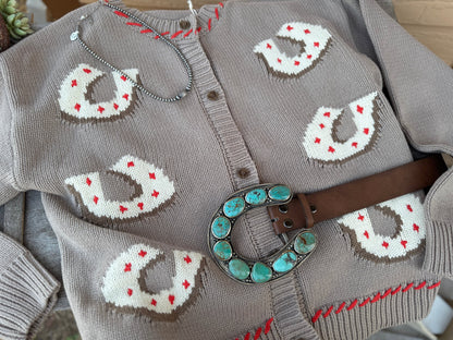 {Lucky You} Horseshoe Western Knit Cardigan - Cowgirls & City Chics
