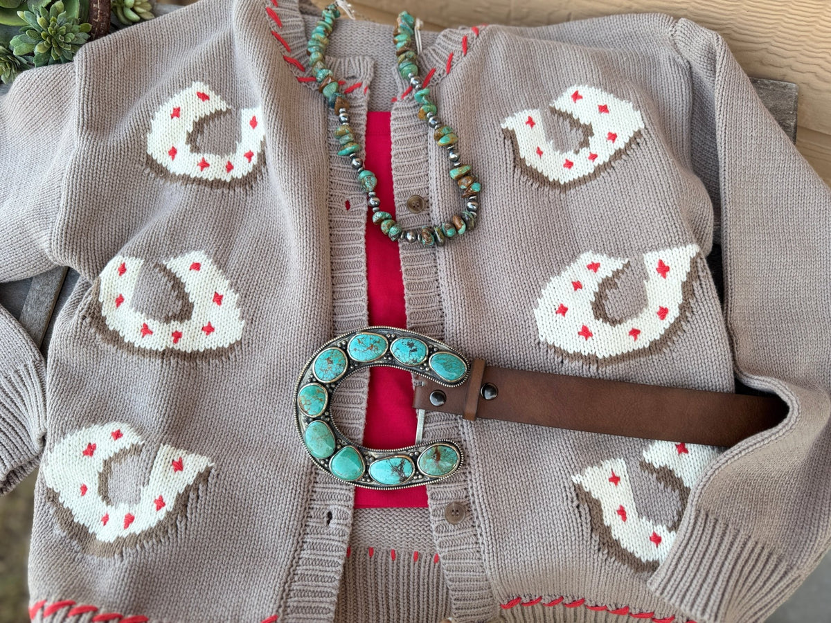 {Lucky You} Horseshoe Western Knit Cardigan - Cowgirls & City Chics