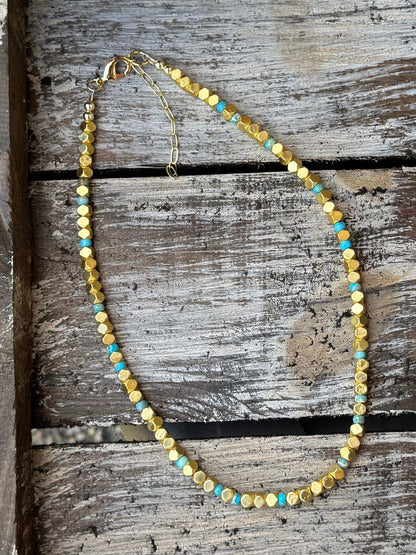 {Mabel} Gold & Turquoise Necklace - Cowgirls & City Chics