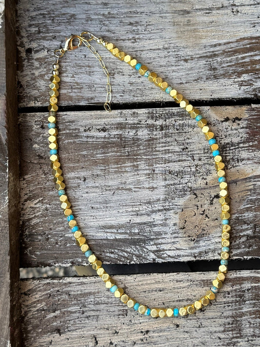 {Mabel} Gold & Turquoise Necklace - Cowgirls & City Chics