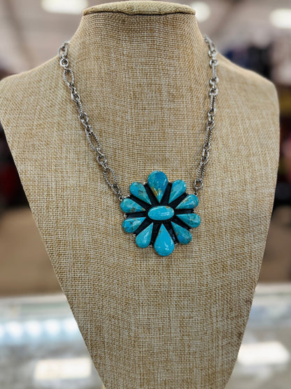 {Maria} Kingman Cluster Silver Paperclip Necklace - Cowgirls & City Chics