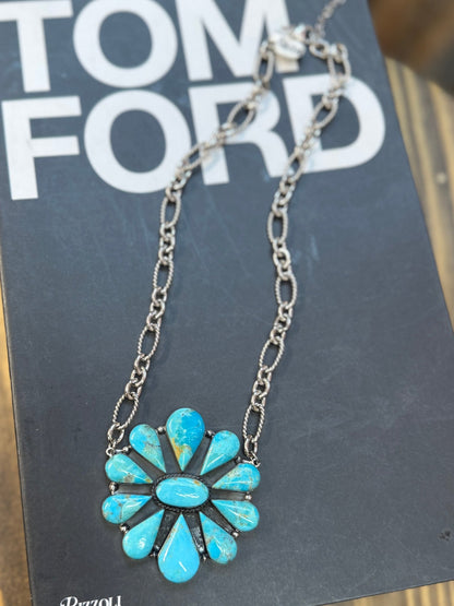 {Maria} Kingman Cluster Silver Paperclip Necklace - Cowgirls & City Chics