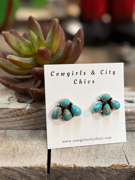 {Melanie} Kingman Cluster Earrings - Cowgirls & City Chics