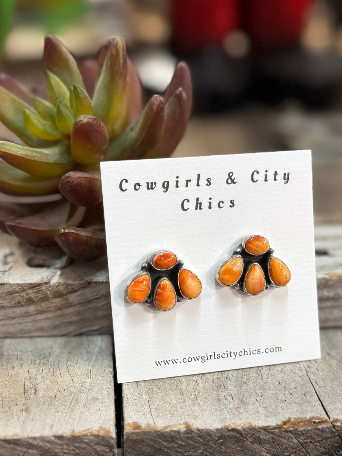{Melanie} Orange Spiny Cluster Earrings - Cowgirls & City Chics