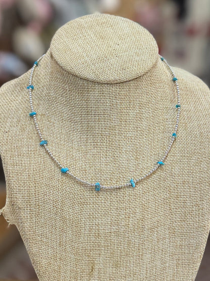 {Mini} Shiny Pearl & Kingman Necklace - Cowgirls & City Chics