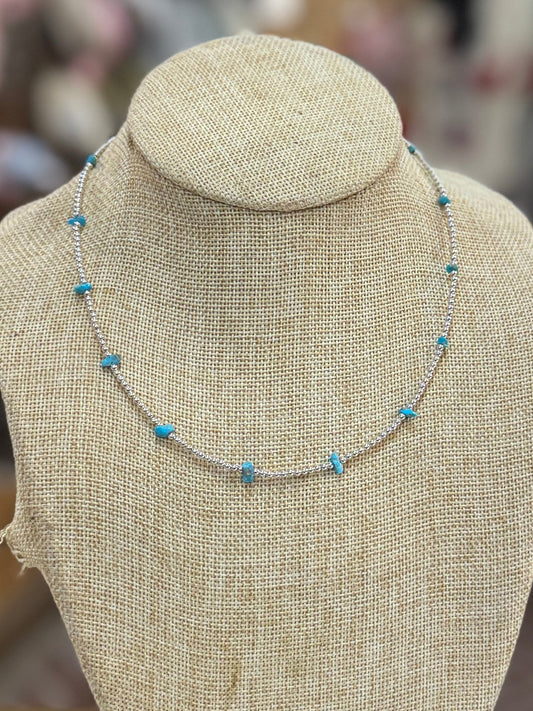 {Mini} Shiny Pearl & Kingman Necklace - Cowgirls & City Chics