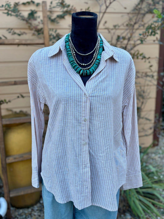 Mocha Stripe Long Sleeve Top - Cowgirls & City Chics