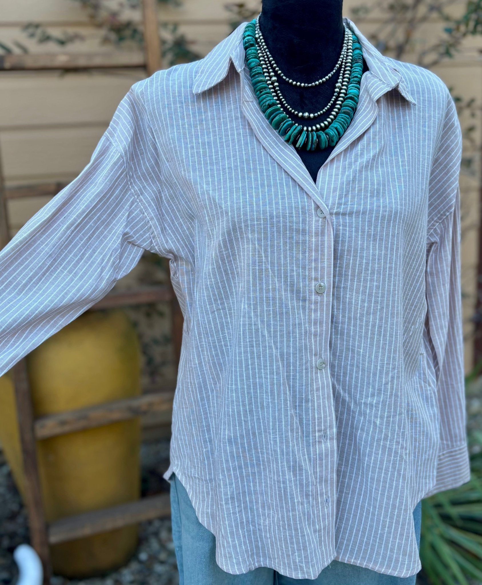 Mocha Stripe Long Sleeve Top - Cowgirls & City Chics