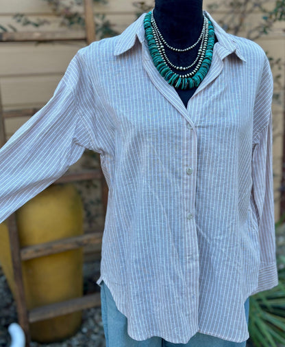 Mocha Stripe Long Sleeve Top - Cowgirls & City Chics