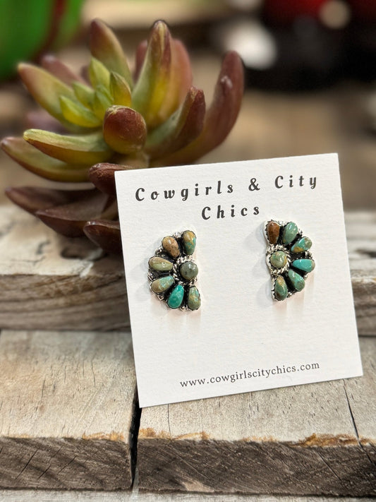 {Monica} Green Kingman Side Clusters - Cowgirls & City Chics