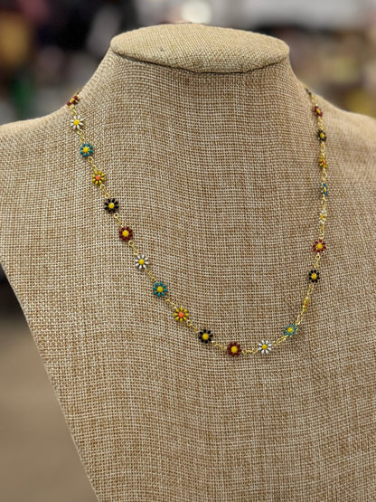 Multi - Color Flower Chain Necklace - Cowgirls & City Chics