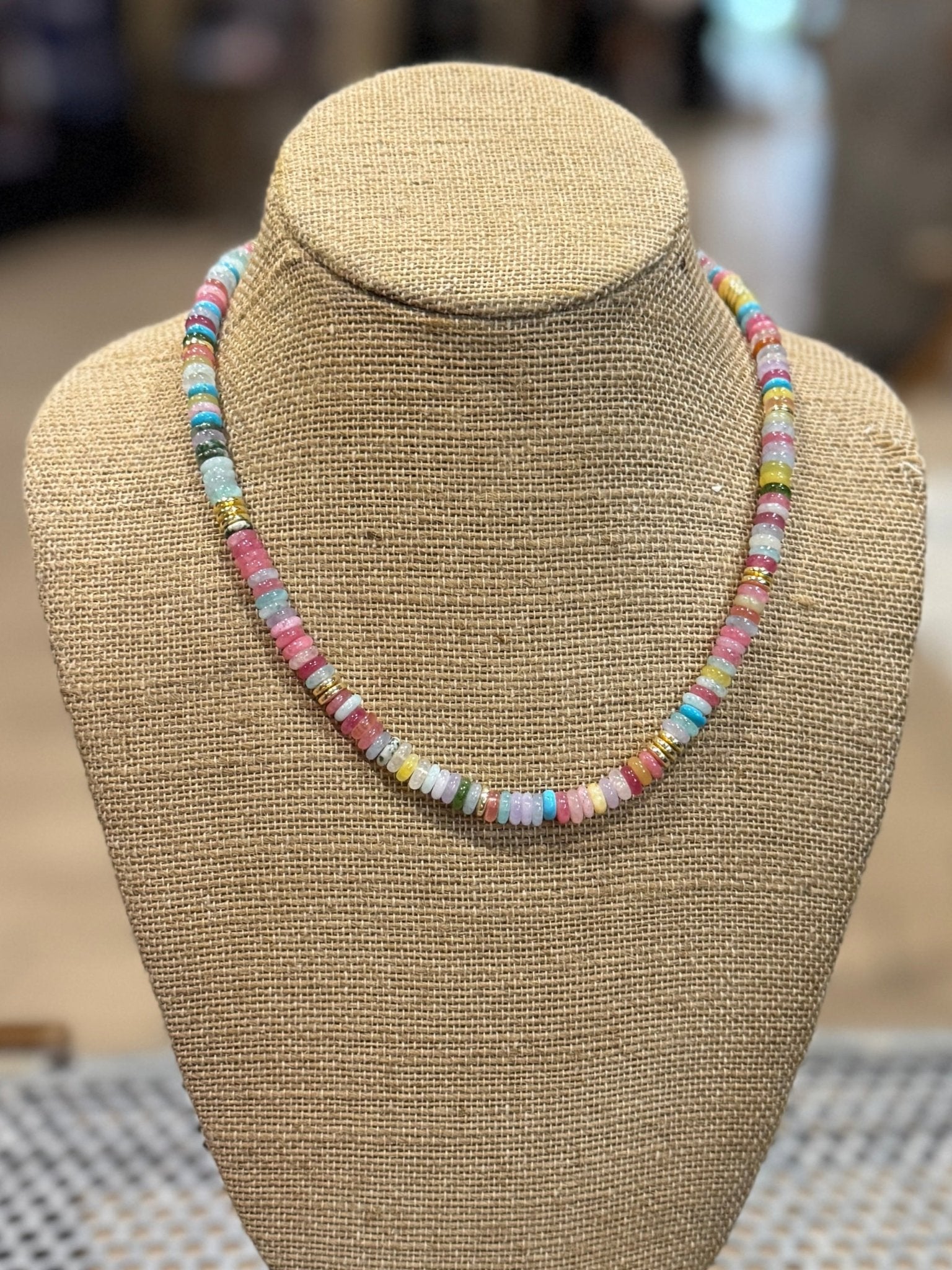 Multi-Color & Gold Beaded Necklace - Cowgirls & City Chics
