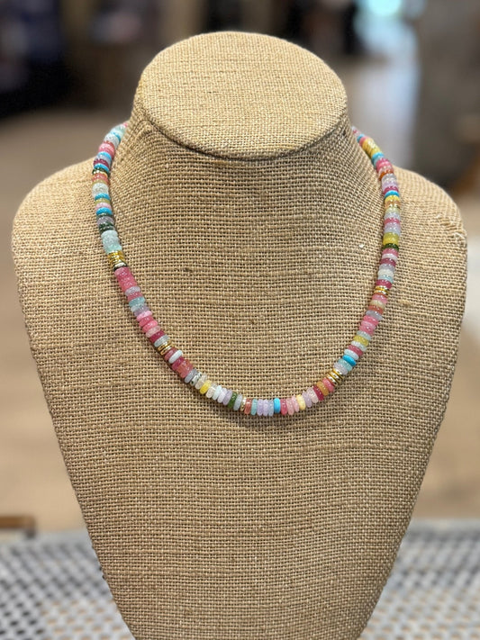 Multi-Color & Gold Beaded Necklace - Cowgirls & City Chics