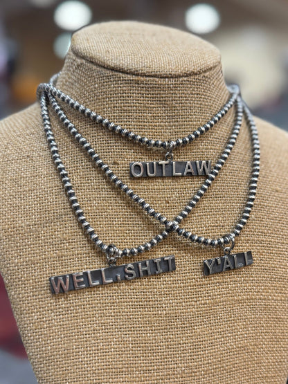 Name Plate Sterling Necklaces - Cowgirls & City Chics