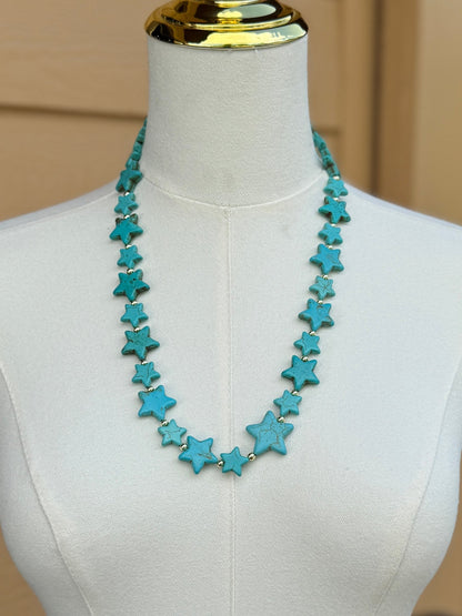 {NASA} Turquoise & Gold Star Necklace - Cowgirls & City Chics