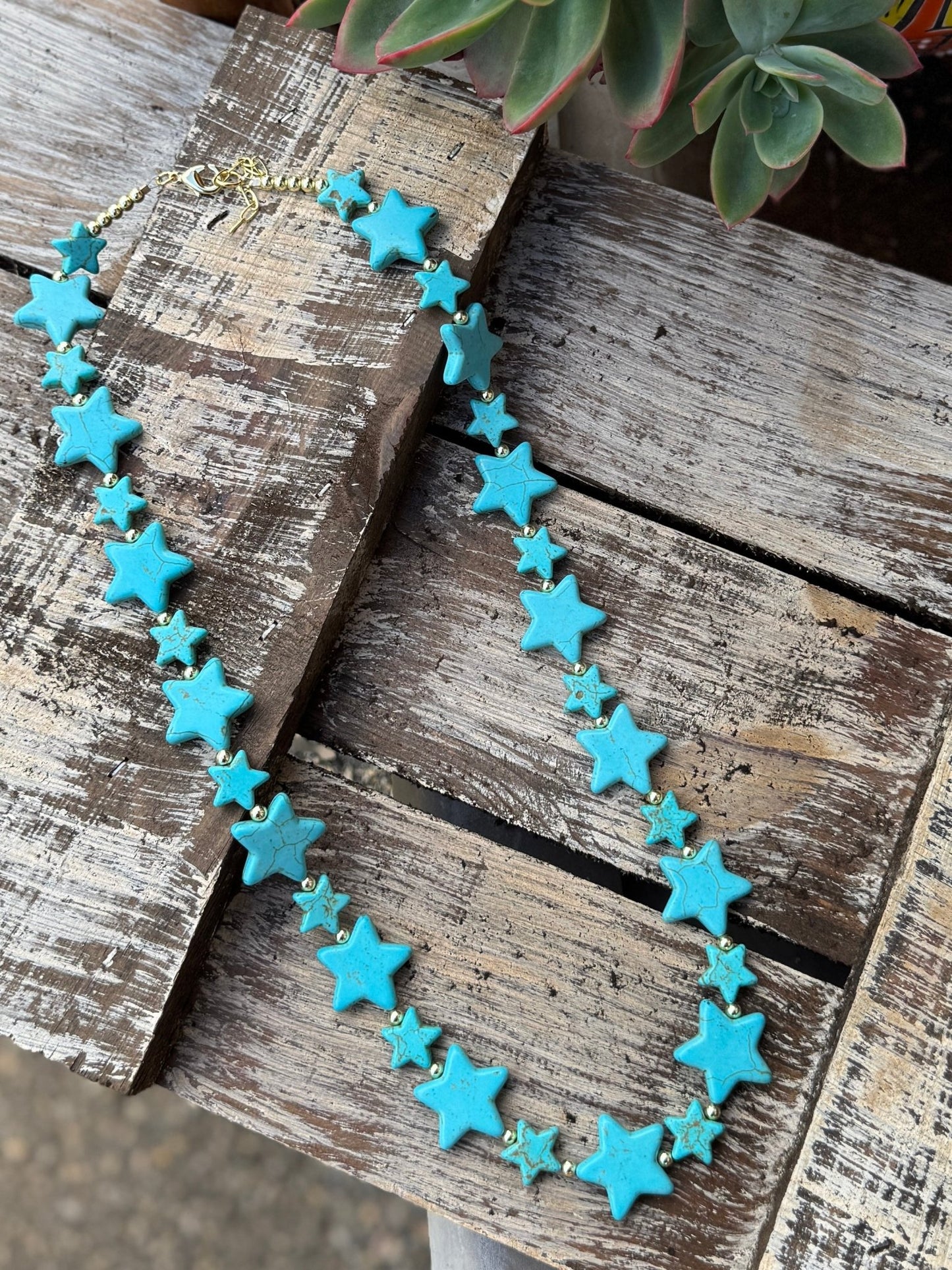 {NASA} Turquoise & Gold Star Necklace - Cowgirls & City Chics