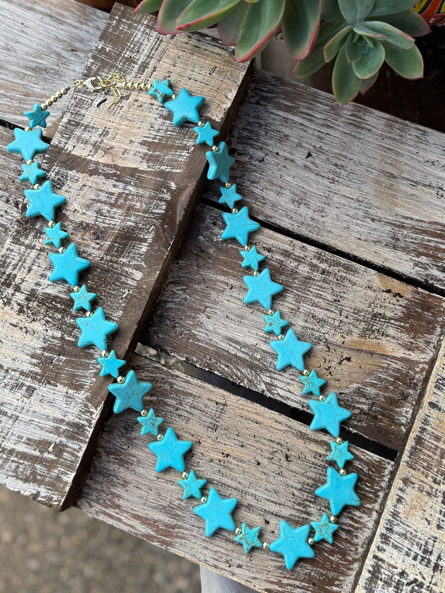 {NASA} Turquoise & Gold Star Necklace - Cowgirls & City Chics