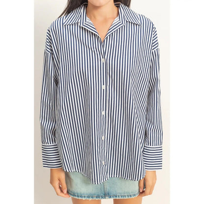 Navy Stripe Long Sleeve Top - Cowgirls & City Chics