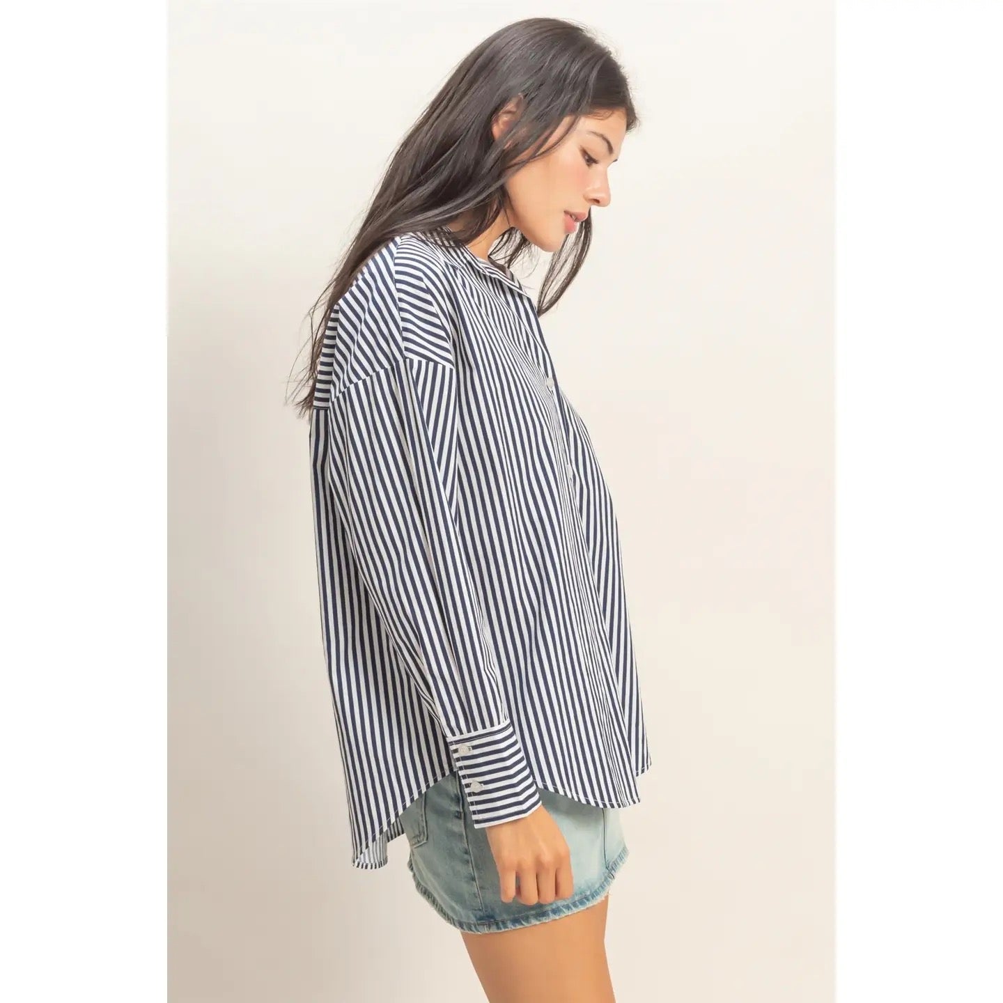 Navy Stripe Long Sleeve Top - Cowgirls & City Chics