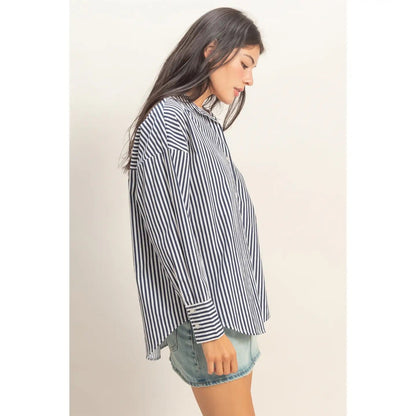 Navy Stripe Long Sleeve Top - Cowgirls & City Chics