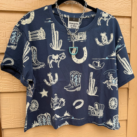 {Navy} Wild West Tee - Cowgirls & City Chics