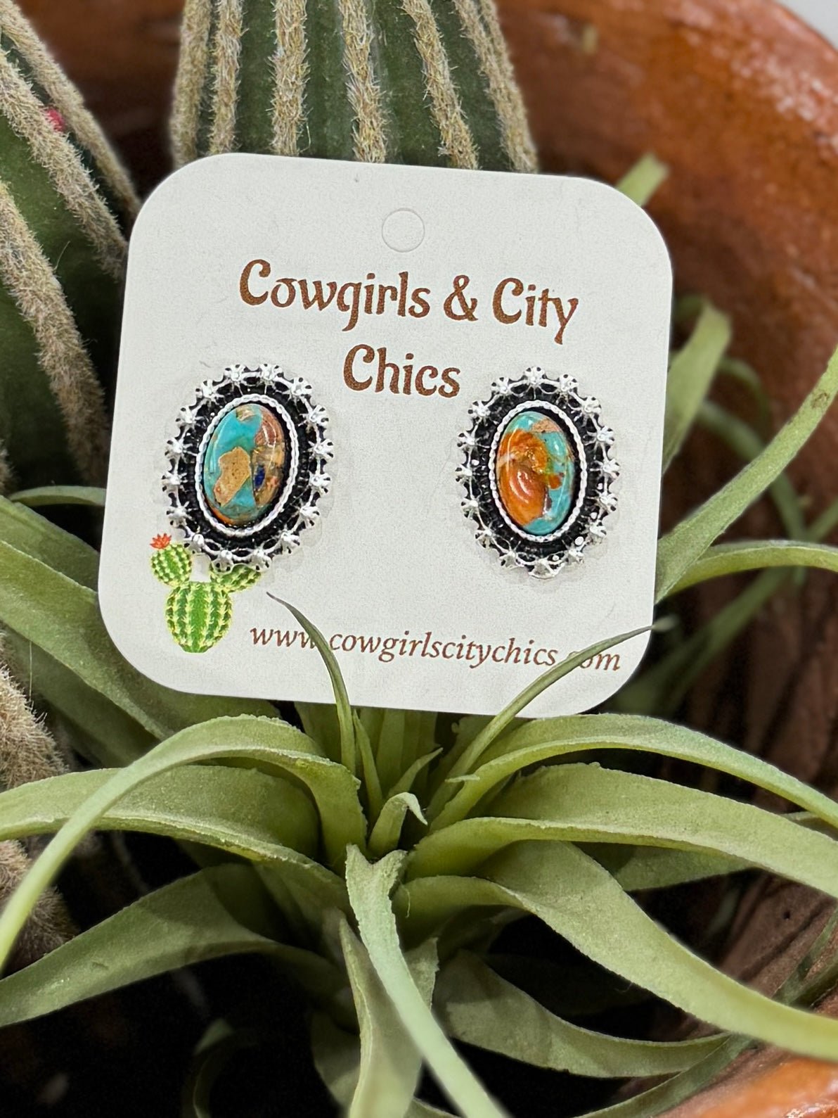 Orange Crush Round Stud Earrings - Cowgirls & City Chics