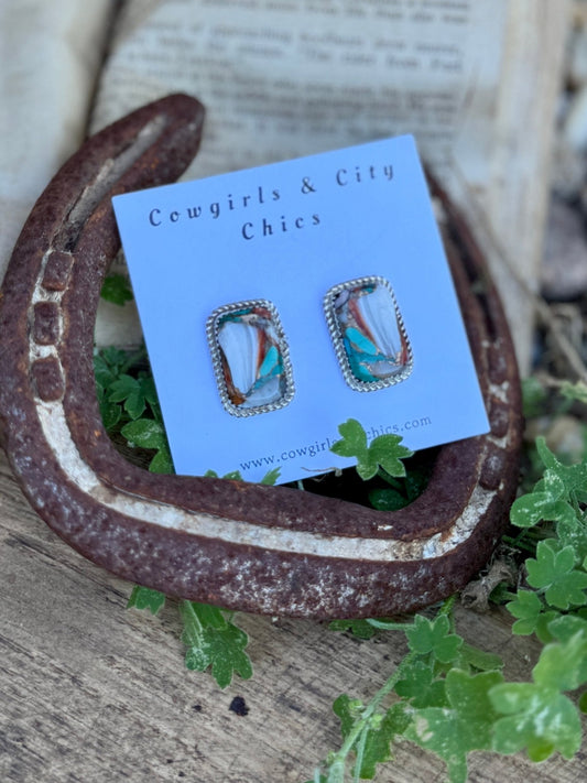 Orange Crush Square Stud {Comanche} - Cowgirls & City Chics