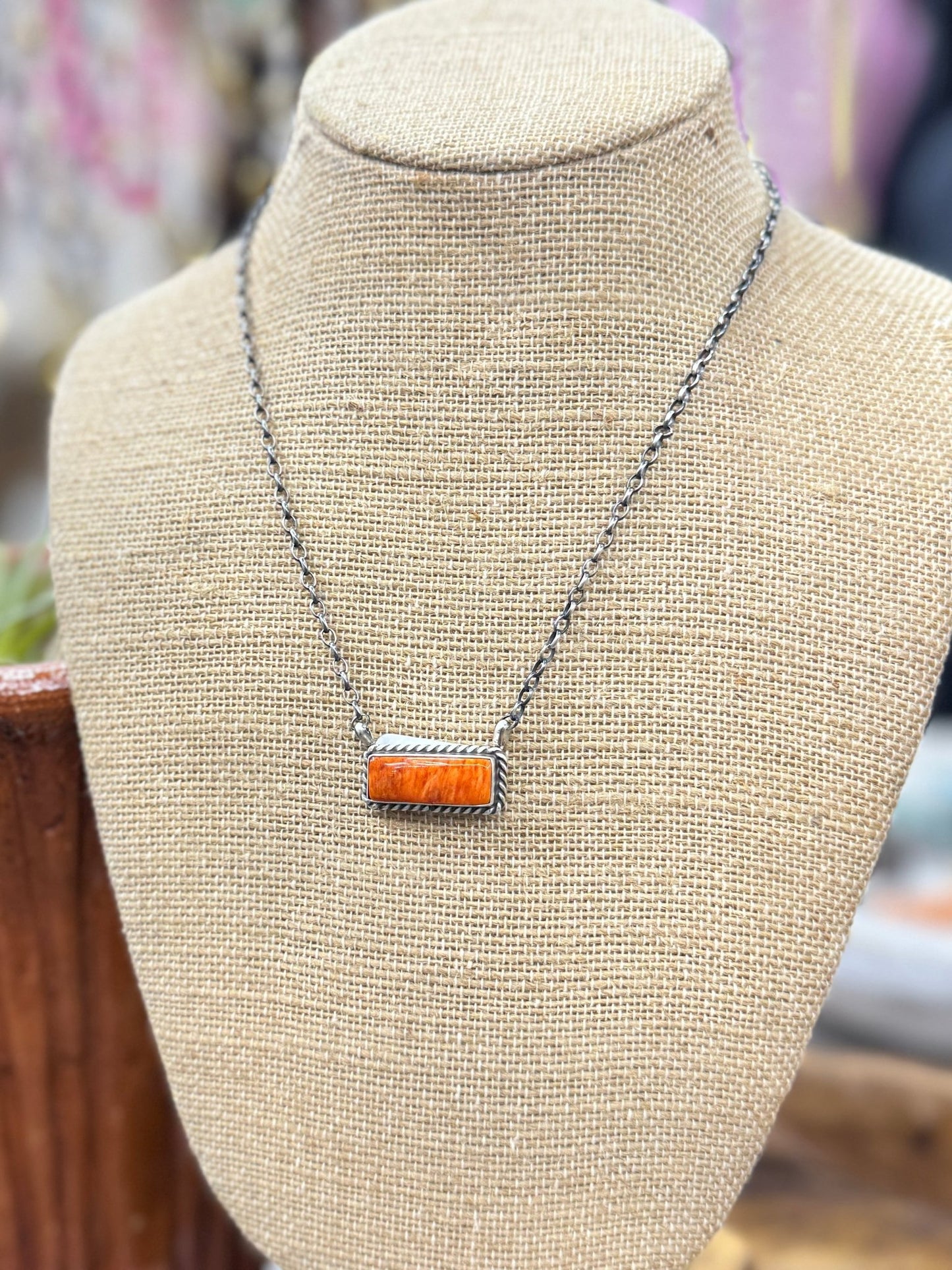 Orange Spiny Bar Necklace - Cowgirls & City Chics