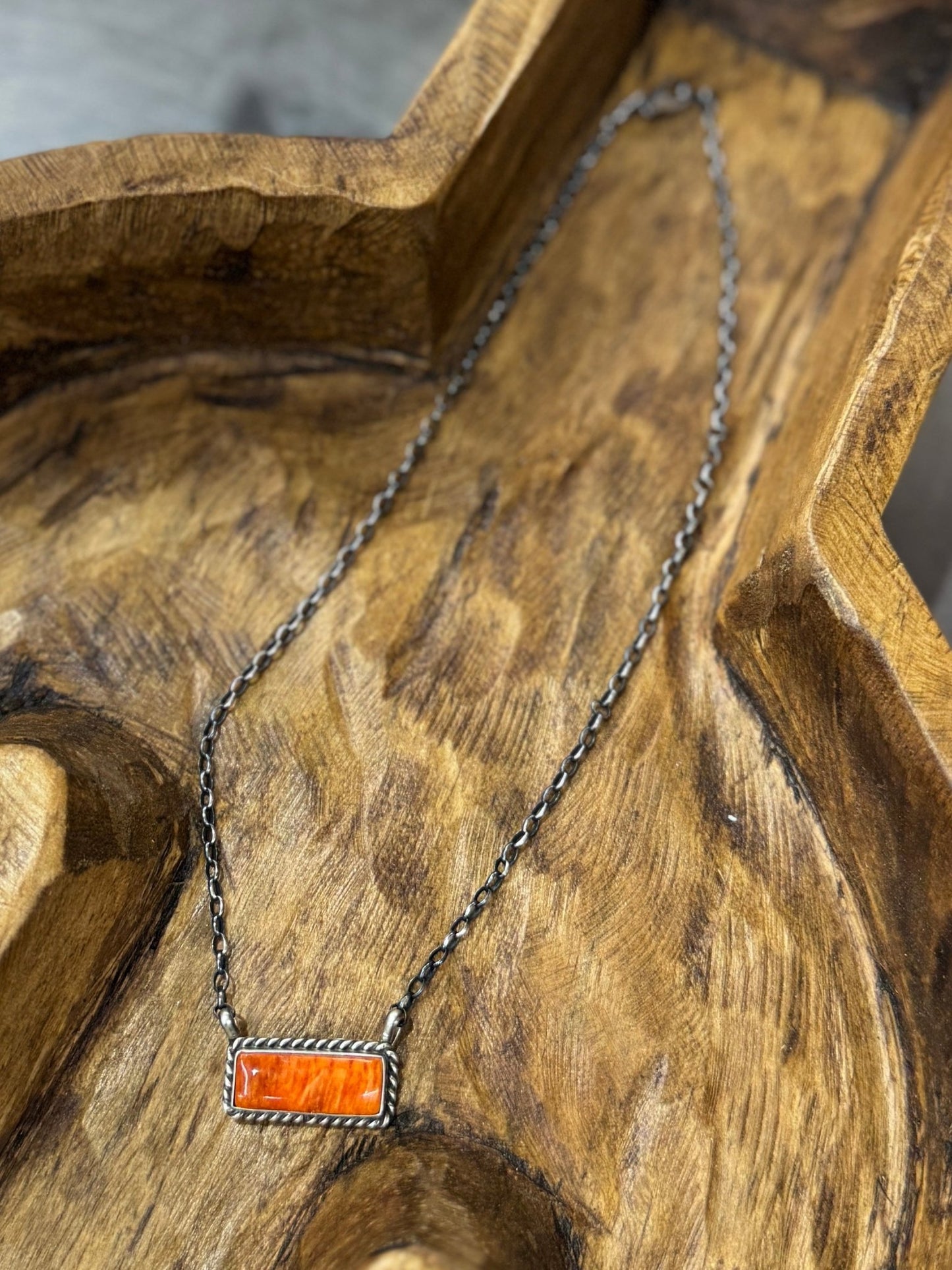 Orange Spiny Bar Necklace - Cowgirls & City Chics