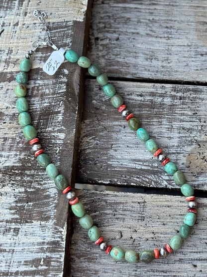 Orange Spiny & Kingman Beaded Necklace - Cowgirls & City Chics