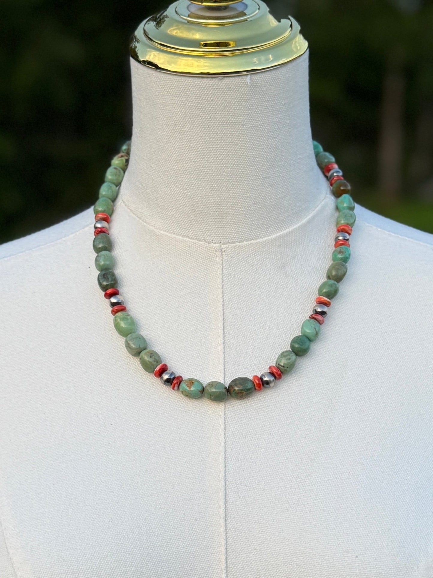 Orange Spiny & Kingman Beaded Necklace - Cowgirls & City Chics