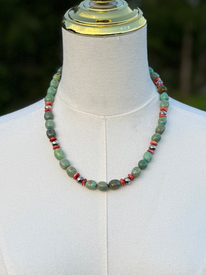 Orange Spiny & Kingman Beaded Necklace - Cowgirls & City Chics