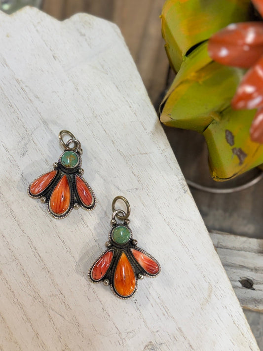 Orange Spiny & Kingman Drop Cluster Pendent - Cowgirls & City Chics
