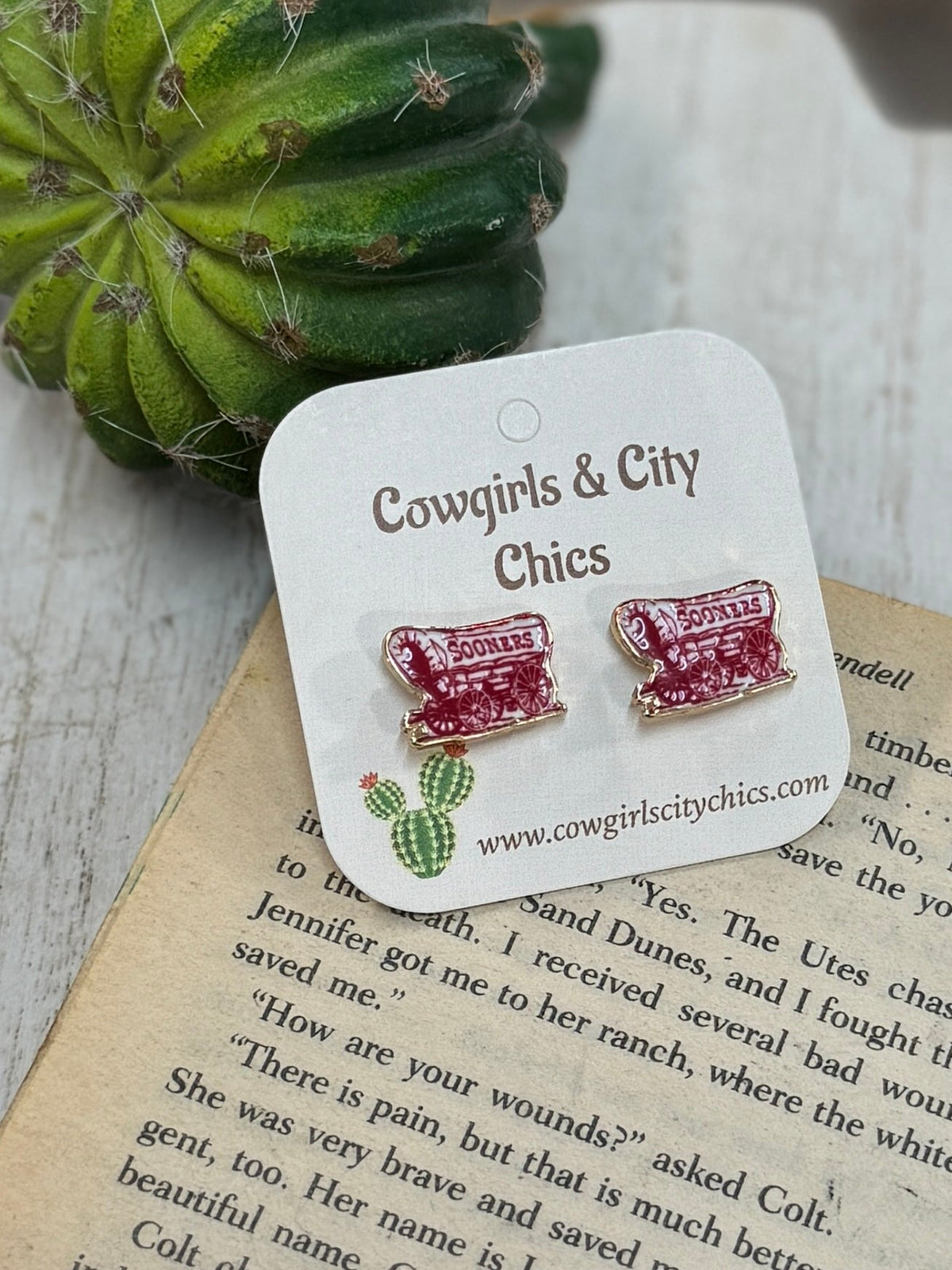 OU Schooner Stud Earrings - Cowgirls & City Chics
