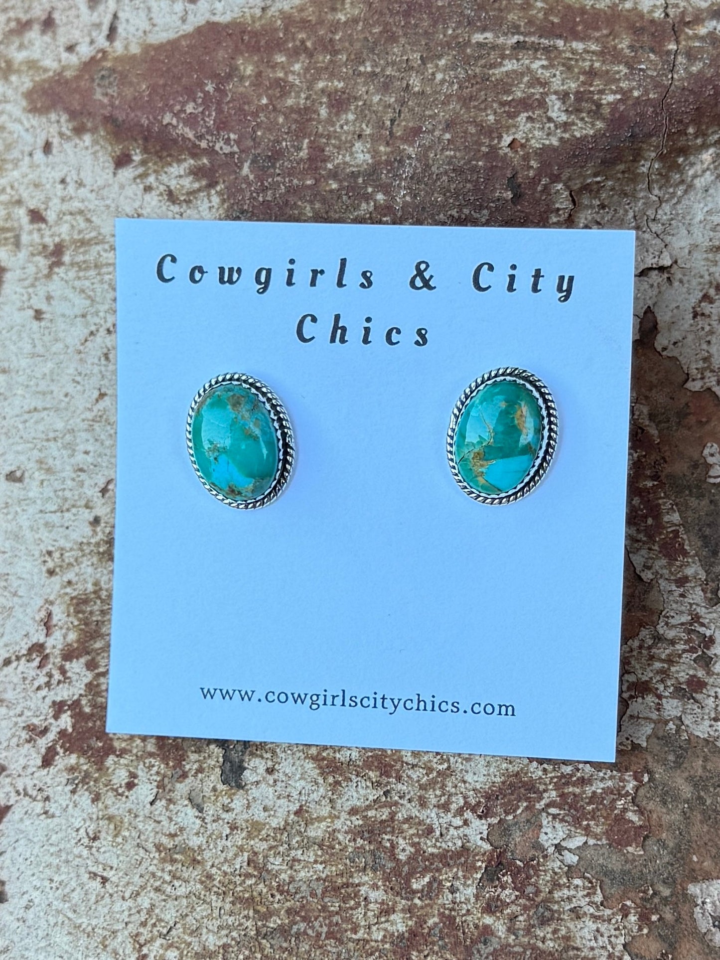 Oval Kingman Stud Earrings - Cowgirls & City Chics