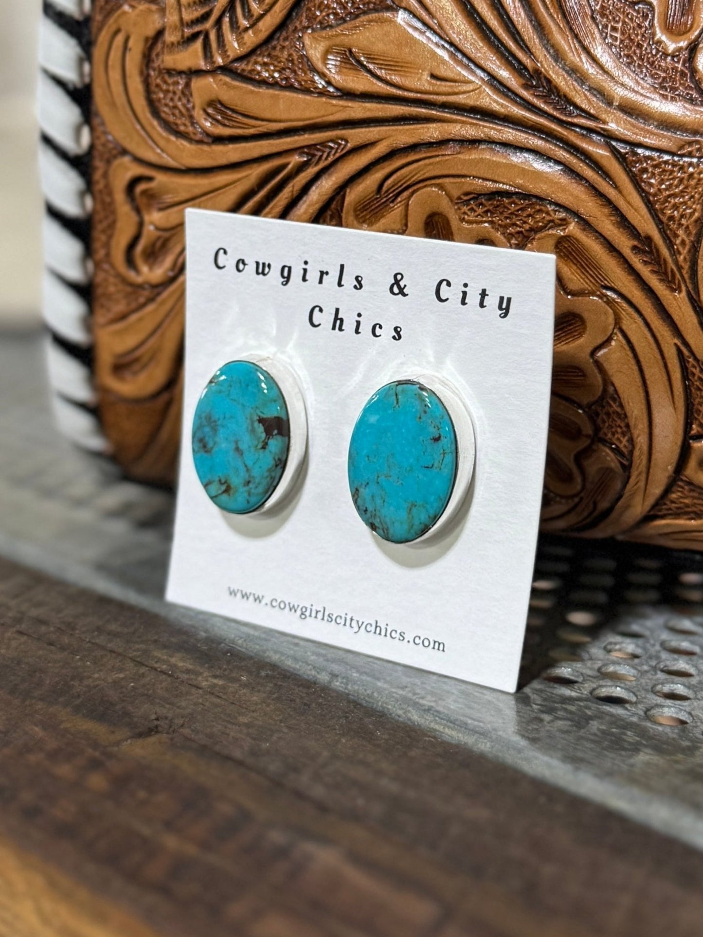 Oval Kingman Studs - Cowgirls & City Chics