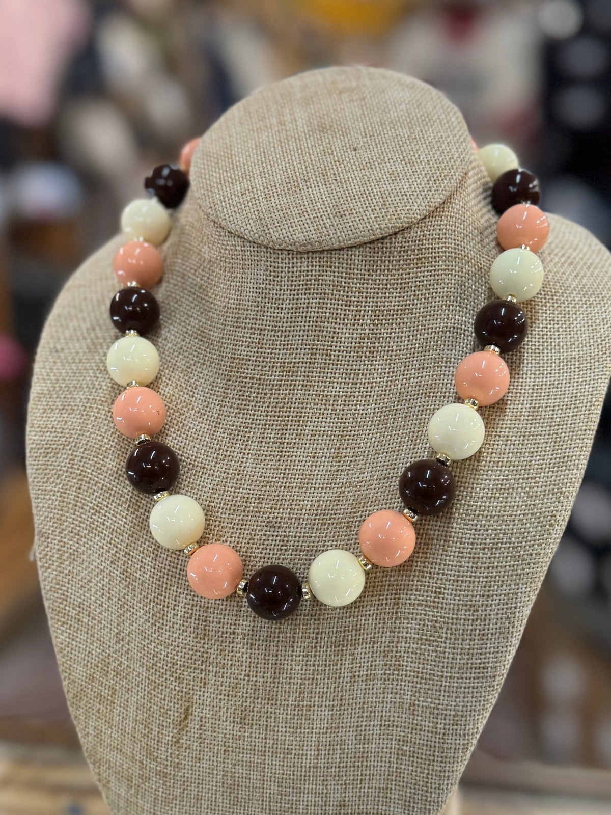 Peach & Brown Bubble Necklace - Cowgirls & City Chics