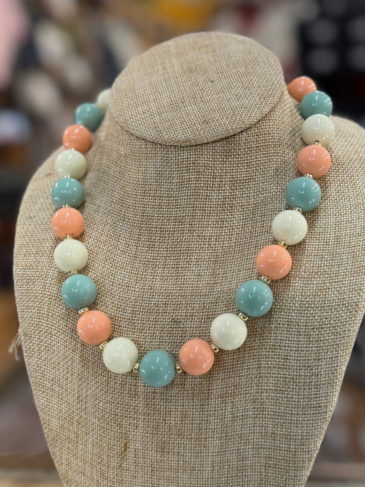 Peach & Sage Bubble Necklace - Cowgirls & City Chics