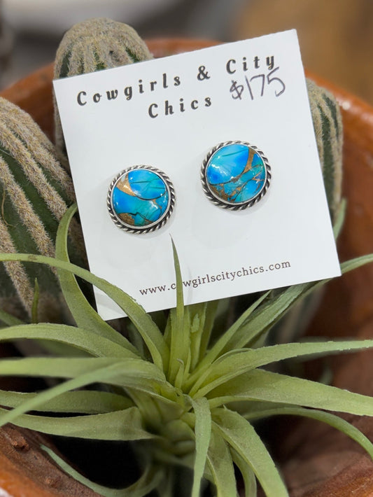 Peacock Dahlia Earrings - Cowgirls & City Chics