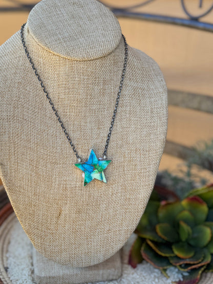 Peacock Dahlia Star Necklace - Cowgirls & City Chics