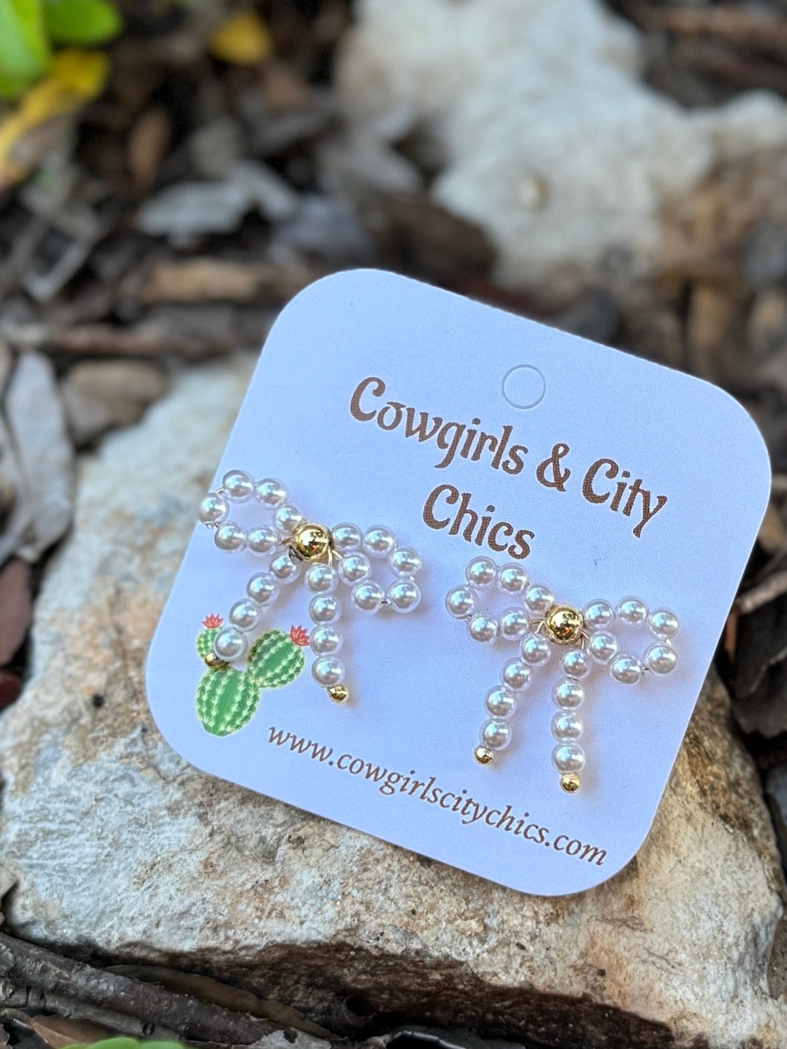 Pearl Bow Earrings - Cowgirls & City Chics